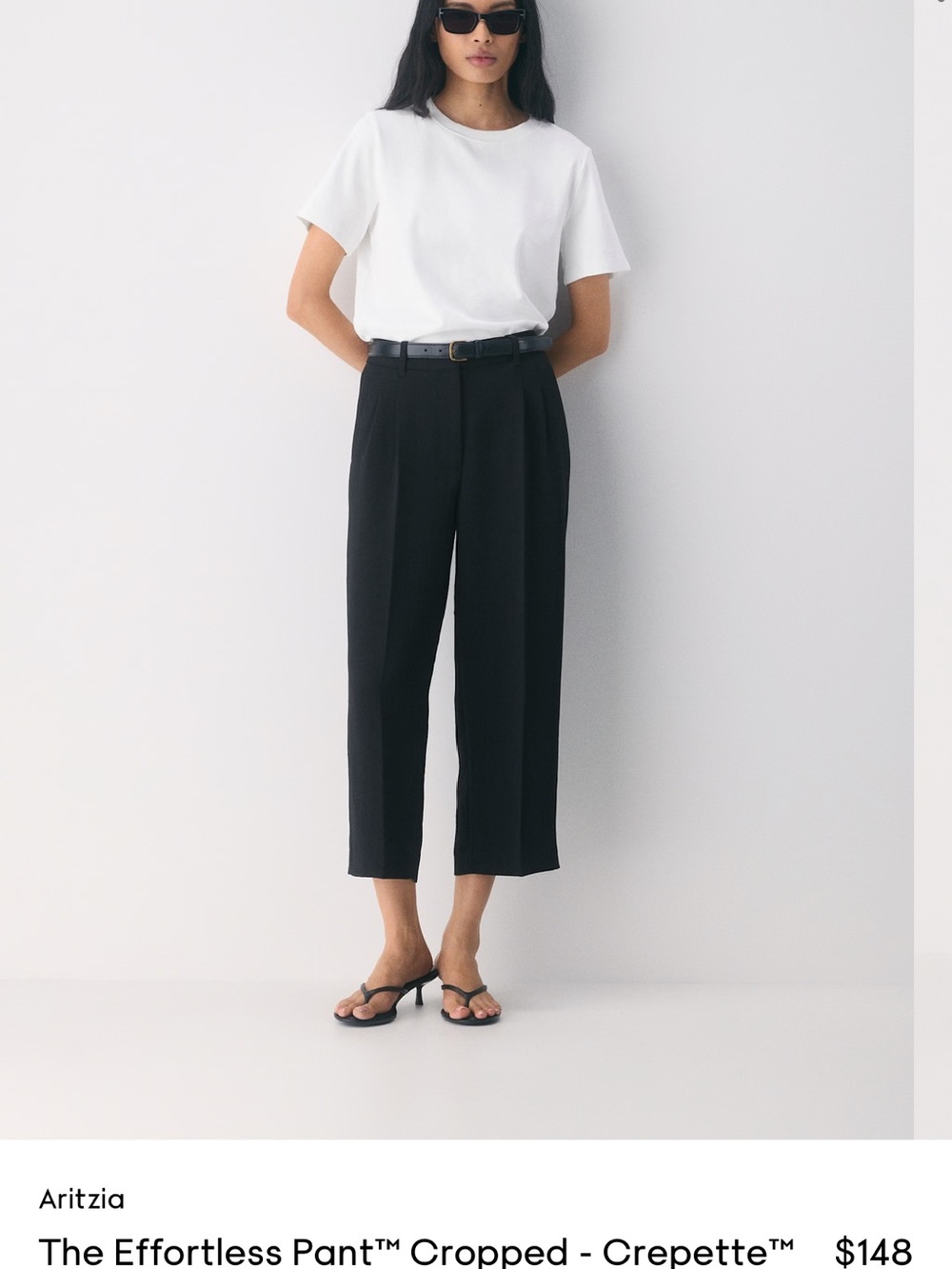 Aritzia Crepe-Style Cropped Trousers - Black
